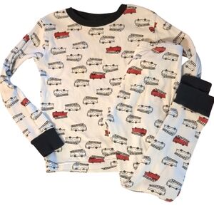 CARTER'S White Black Red Firetruck Pajama Set